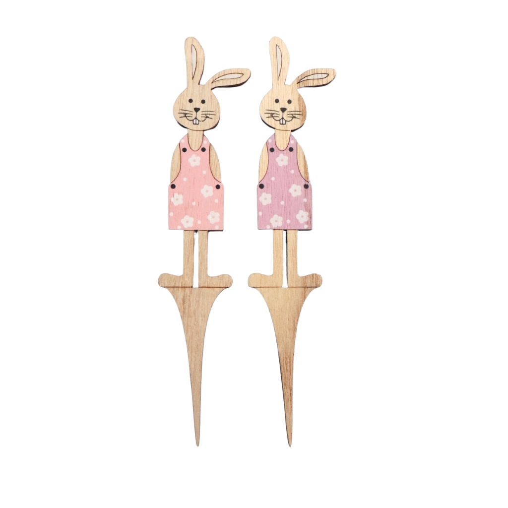 Zápich zajíc v šatech 22 cm – jarní a velikonoční dekorace